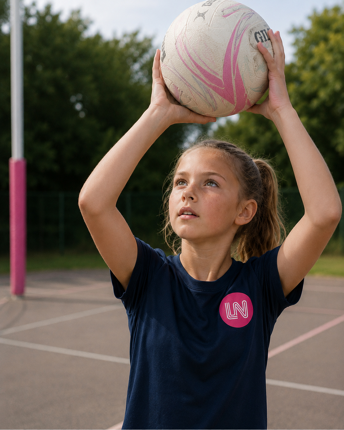 Children playing netball at a Little Nets session